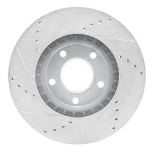 Ford Edge Brake Rotor (1) - Front Right - R1 Concepts - Drilled & Slotted - Silver - `07-`08